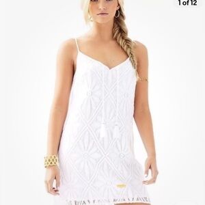 Lilly Pulitzer Dusk Dress Resort White Delray Diamond Lace Size Medium EUC
